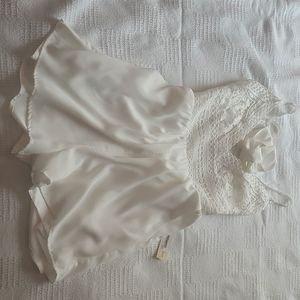 White crochet tank romper